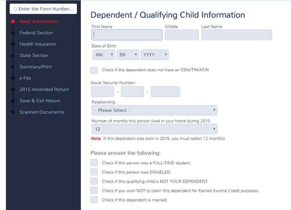 Dependents Information in