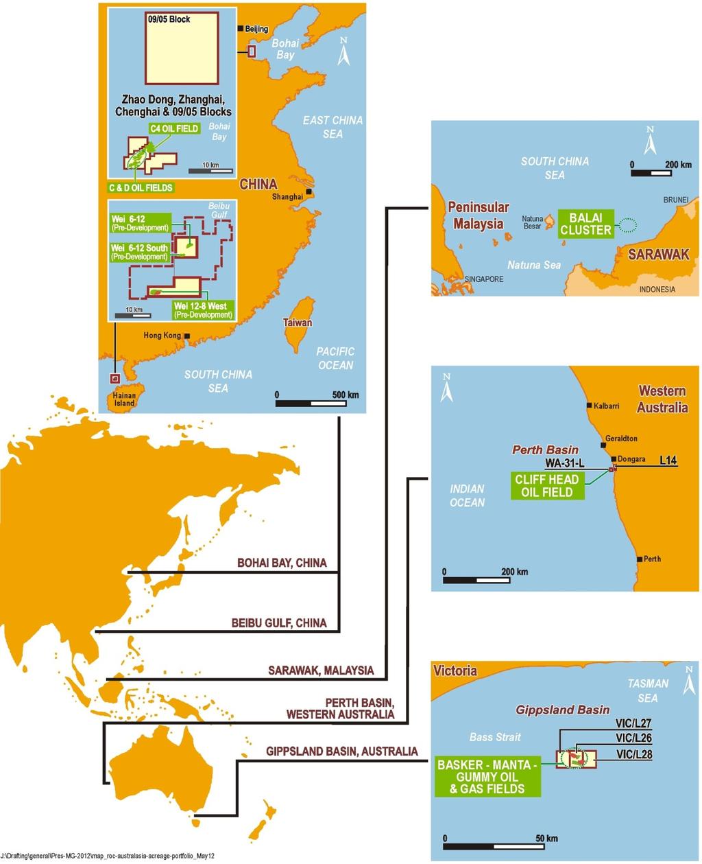 Core focus on Asia and Australasia Established Hydrocarbon Provinces Fits ROC s marginal field niche Lower exploration risk