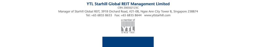 Media release by: YTL Starhill Global REIT Management Limited (YTL Starhill Global) Manager of: Starhill Global Real Estate Investment Trust (SGREIT) SGREIT achieves DPU of 1.
