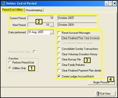 Utilities Rollover To transfer your figures to your General Ledger you can complete a Utilities only rollover this enables the creation of the Ledger Accrual Batch or consolidation of the Sundries