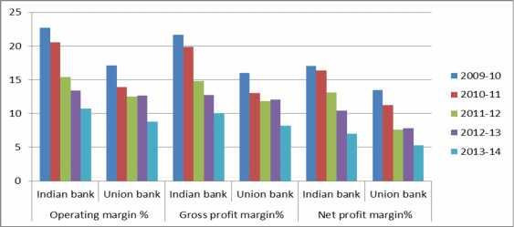 PROFITABILITY RATIOS Table: 12 Year Operating margin % Gross profit margin% Net profit margin% Indian Union Indian Union Indian Union 2009-10 22.67 17.11 21.64 16.02 17.03 13.47 2010-11 20.58 13.