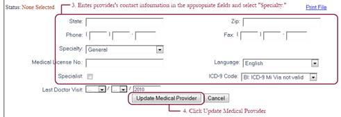 information, click Add Medical Provider.