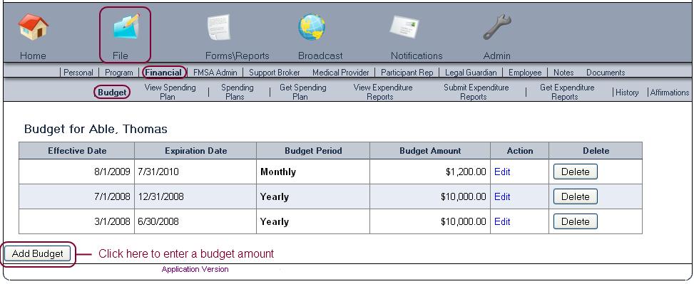 Working with Participants Financial Information Creating a Participant Budget There are several ways to enter a budget for a participant, depending on how the budget amount is calculated in your