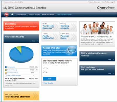 Annual Benefits Enrollment will take place between November 4 and November 15, 2013. Enroll online starting November 4 by logging on to My BMC Compensation and Benefits.