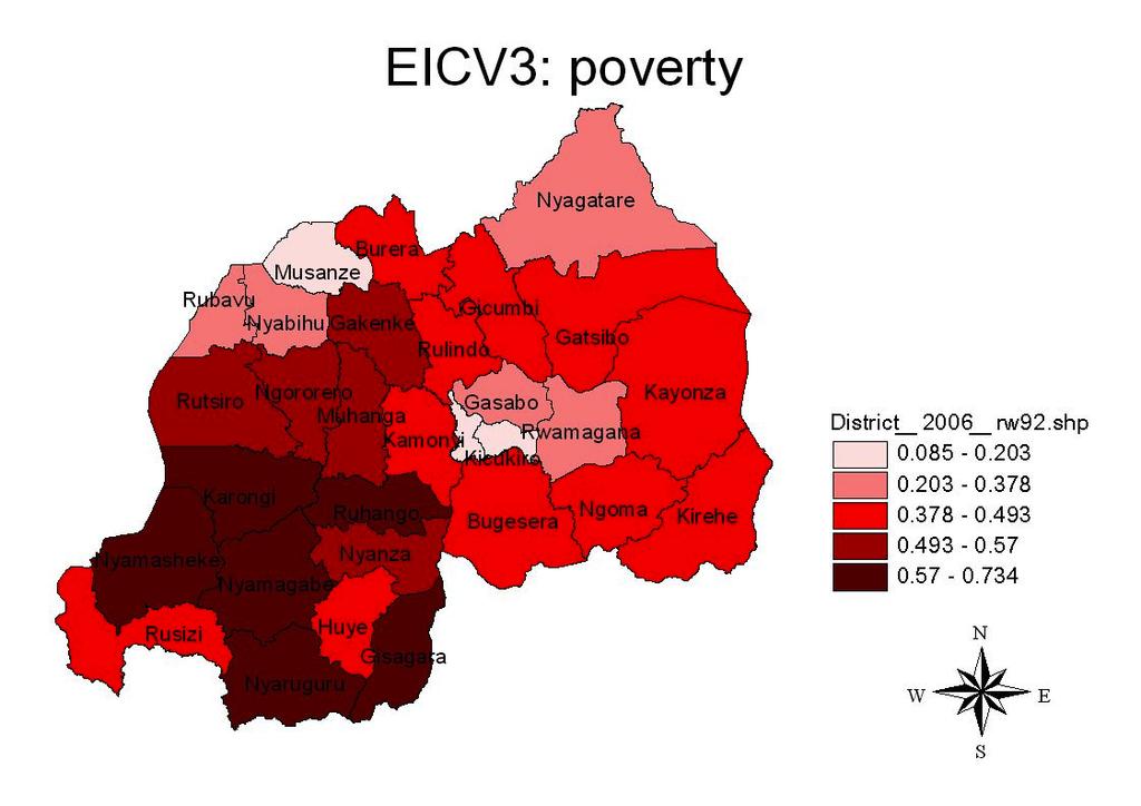 17 Percentage of the Rwandan population identified as poor (Map) The focus to date has been on whether households are classified as poor or not but it is also important to consider how poor people