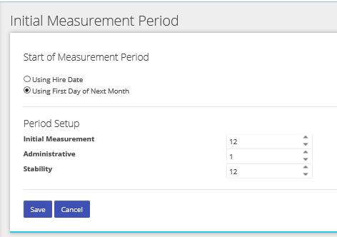 It s important to note that the initial measurement period and the standard measurement period are different: o o The standard measurement period applies to all employees within a given time range.