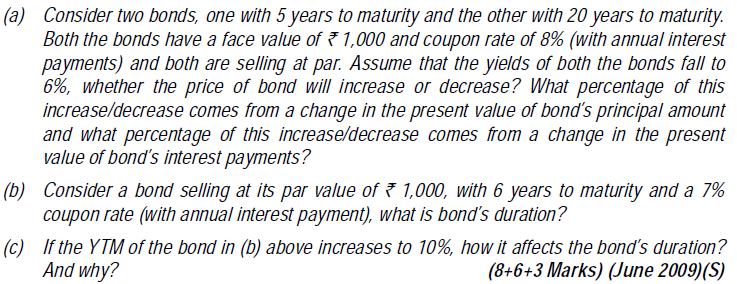 Problem #95 a) 5 Year Bond Bond Price = C * PVIFA (k%, n) + Bn * PVIF (k%,n) = 80 * PVIFA (6%, 5) + 1000 * PVIF (6%, 5) = 1083.96 % change in 5 Yrs bond = 8.