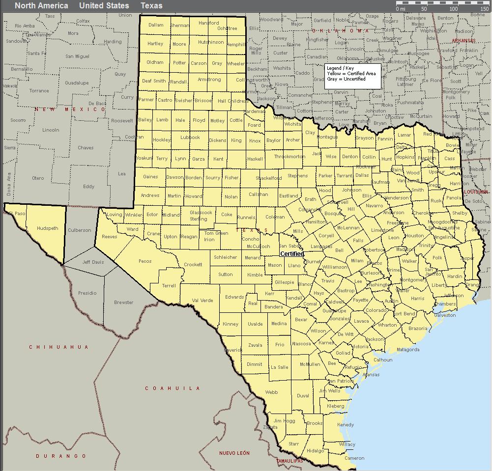 MAP OF TEXAS CORCARE S SERVICE AREA Texas
