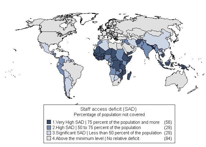 benchmark for developing countries. 20 A global overview of the staff-related access deficit by country is presented in Figure 6.