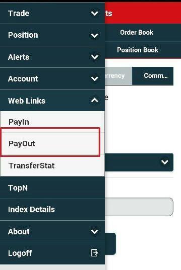 9. Funds Withdrawal Click on Web Links, select Pay Out