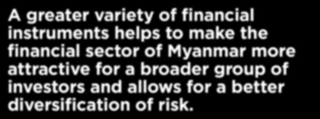 A greater variety of financial instruments helps to make the financial sector of Myanmar more attractive