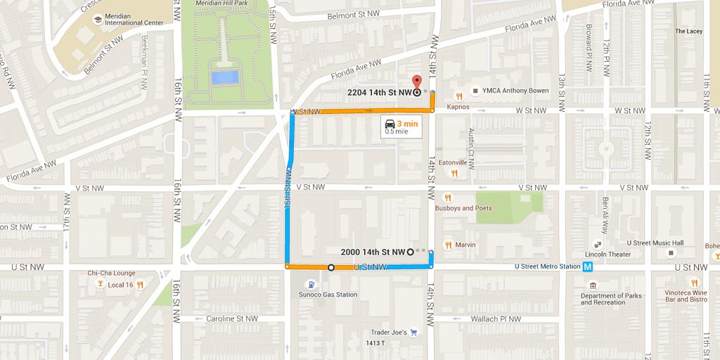 6/16/2015 2000 14th St NW, Washington, DC 20009 to 2204 14th St NW, Washington, DC 20009 Google Maps Drive 0.