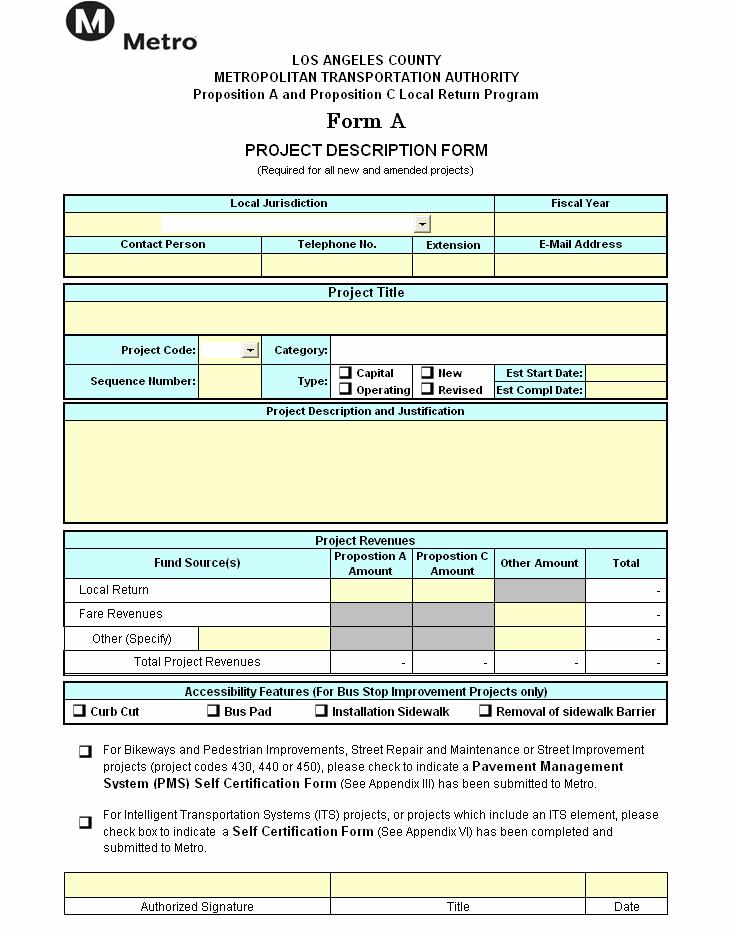 Form A - Project Description Form (This form may be submitted any time during the