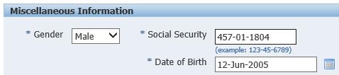 Click the Calendar icon to select the contact s Date of Birth or manually key in the date in the following format: DD-MMM-YYYY. Example: 12-JUN-2005 6.