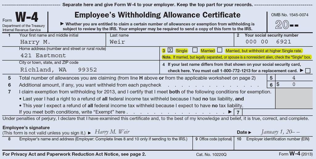 Completing Form W-4