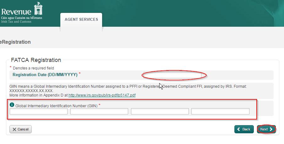 6.1.5 Enter the Registration date (i.e. current date) in the format DD/MM/YYYY.