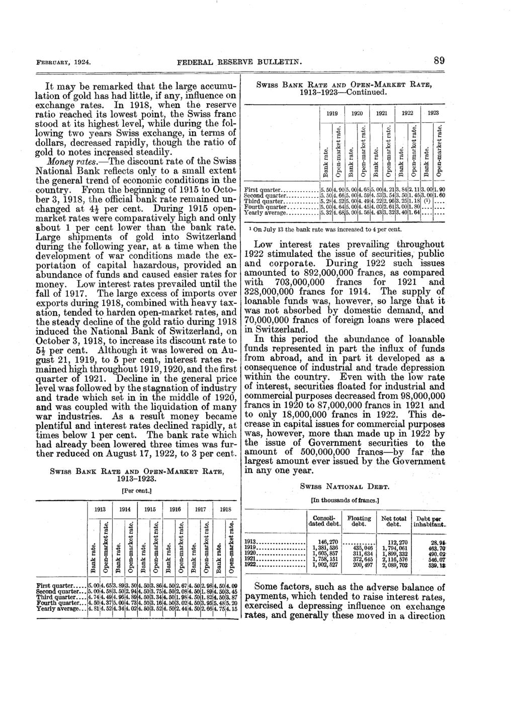 FEBRUARY, 1924. FEDERAL.RESERVE BULLETIN. 89 It may be remarked that the large accumulation of gold has had little, if any, influence on exchange rates.