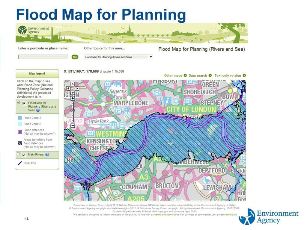 Flood Map for Planning shows the areas of land that would be expected to flood from rivers and the sea It shows 2 different flood likelihoods ignoring the impact of flood defences shows the