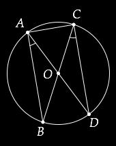 13. (a) Prove that the sizes of the angles in the same segment of a circle are equal. In the figure below, O is the centre of the circle and AD bisects angle BAC. Find angle B CD.