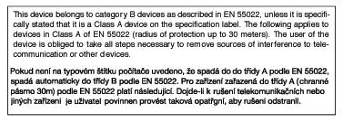 Regulatory EN 55022 Compliance (Czech Republic
