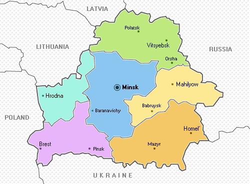 1. General information a) Geographical facts Area: 207 600 km2 Borders with: Latvia 141 km, Poland 407 km, Lithuania 502 km, Ukraine 891 km, Russia 959 km Distance from Minsk to some