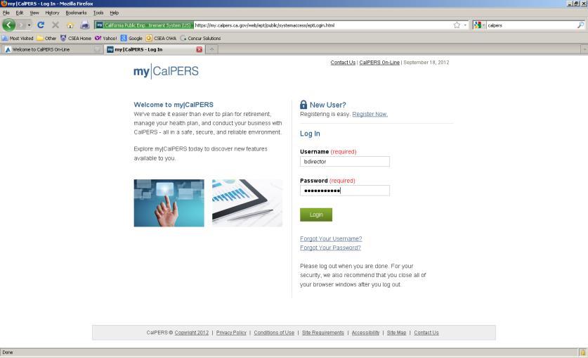 CalPERS on-line mycalpers Log on It s a members actual