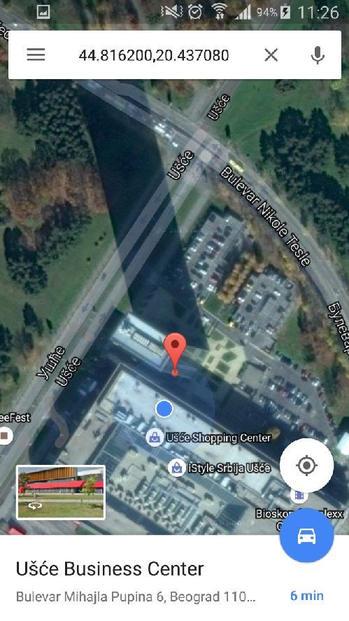 30. Navigacija do izabrane lokacije Klikom na dugme Navigacija otvara se Google Map