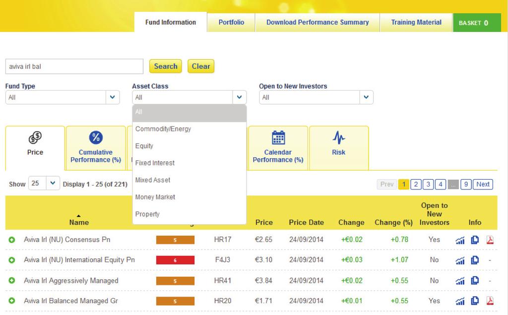 Once the Fund Type is selected, funds relevant to the type selected will show (). 4.