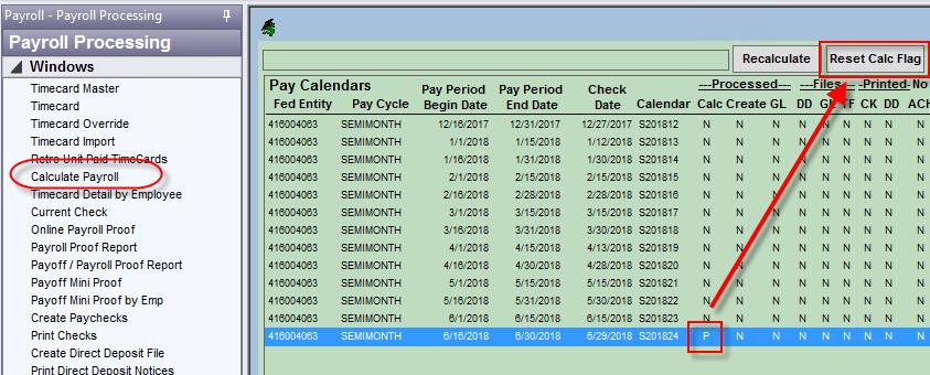 For the payoff payroll, the calculation must be done from the Payroll Processing > Calculate Payroll menu option. The originating calendar, sequence 0, is the calendar to be selected.
