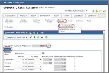 23 a. Hover over the Income tab. b. Click on the Income Calculator sub-tab. c.