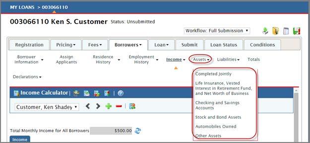 Click Refresh to update Total Monthly Income for All Borrowers.