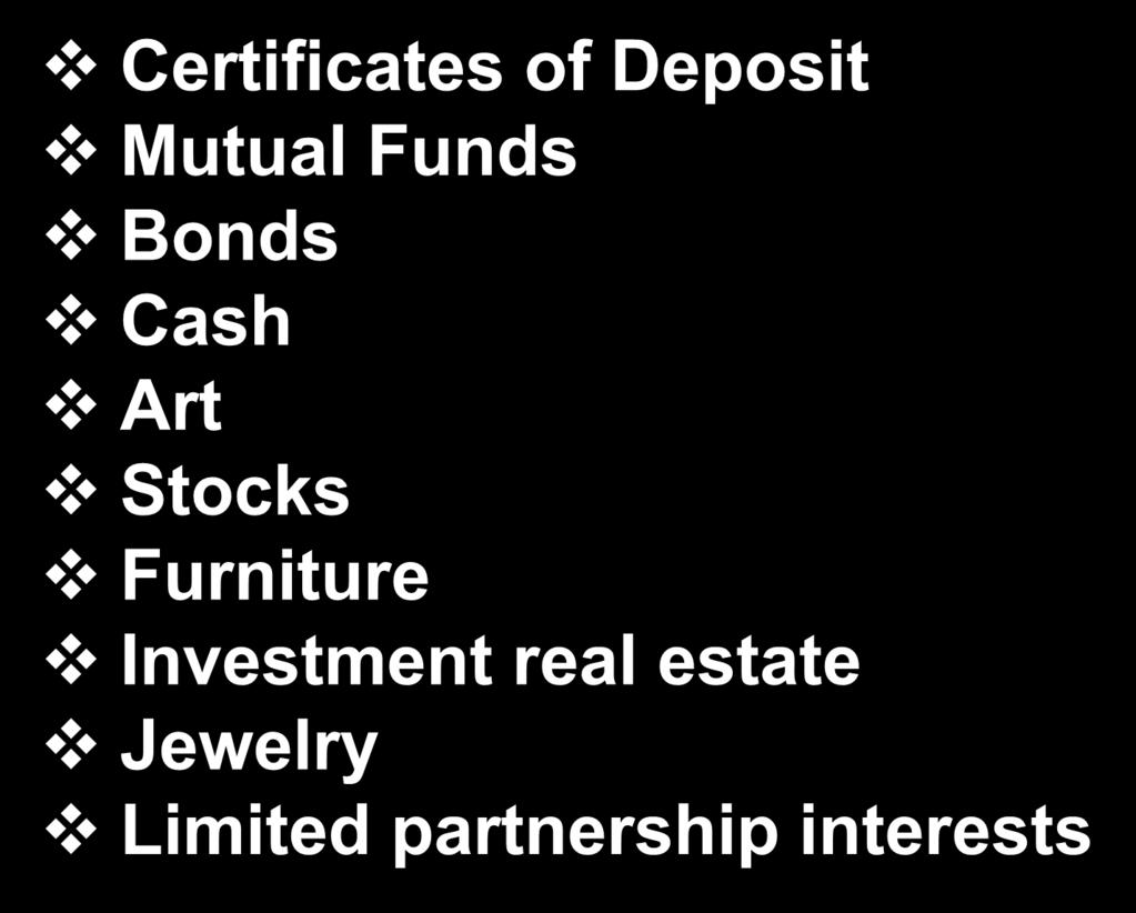 Transferring Safe Assets Certificates of Deposit Mutual Funds Bonds Cash Art
