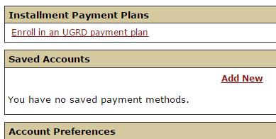 To join a monthly payment plan for the term, click on Enroll in Payment Plan link. 3 Bank information can be saved in the Saved Accounts box and used for the payment plan.