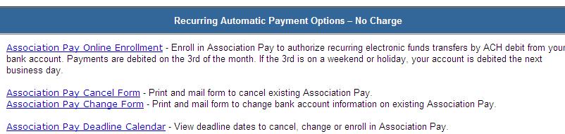 Association Pay (ACH) Online Enrollment.