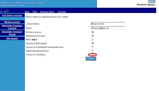 To select Greenbury access, tick this box and press Submit.