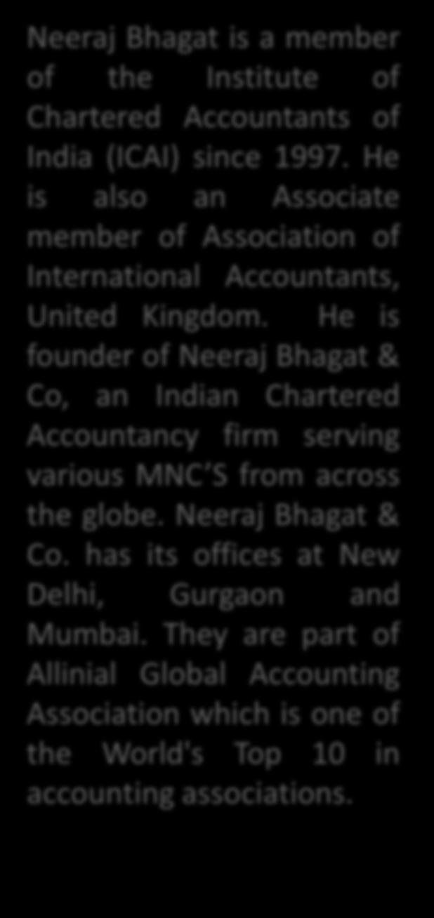 since 1997. He is also an Associate member of Association of International Accountants, United Kingdom.