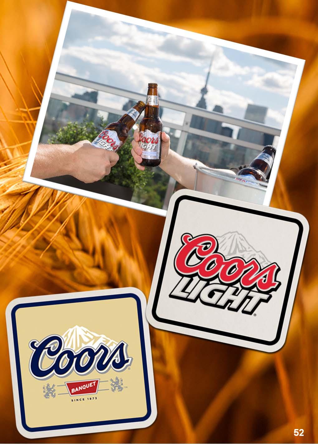 LEVERAGING LEARNINGS FOR COORS LIGHT TURNAROUND New creative platform: Re-engage with Millennial and Generation X with a new creative More integrating programs: We will bring back optimized