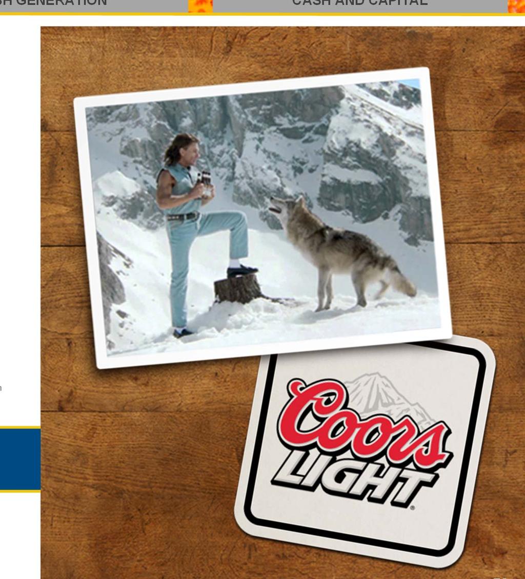 OUR PORTFOLIO IS GROWING RAPIDLY COORS LIGHT BRAND-LED PROFIT GROWTH CASH GENERATION CASH AND CAPITAL 800 Coors Light U.