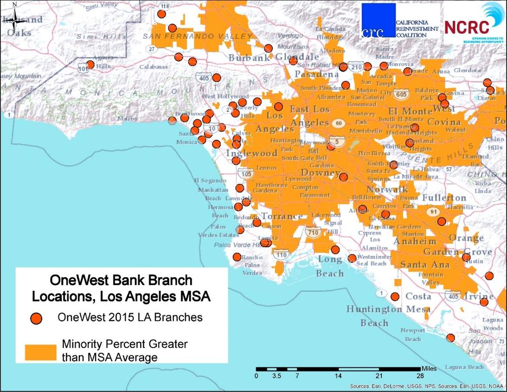 (Branch data and mapping courtesy of National Community Reinvestment Coalition) 2) OneWest Makes Very Few Mortgage Loans to Asian American, African- American, and Latino Borrowers in its six-county