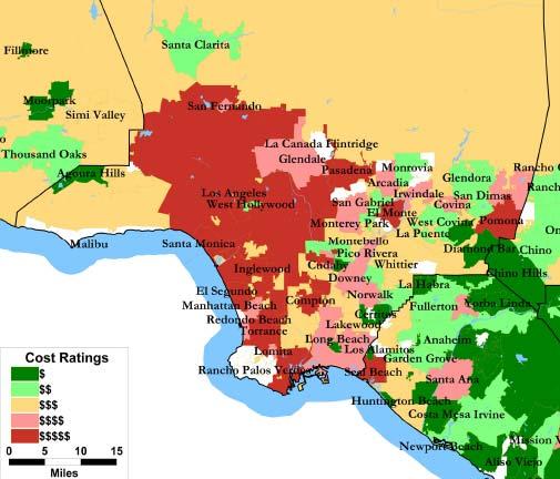 2008 CODBS Survey Highlights LA County LA County more expensive than the neighboring counties Cities in LA County tend to place in higher cost