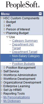 Non-Salary Category Update This panel will be available to departments that choose to change their budgets for Maintenance & Operations, Travel, Equipment, etc.