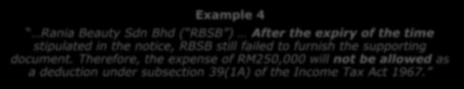 PR3/2015 Failure to furnish information within a stipulated period Example 4 Rania Beauty Sdn Bhd ( RBSB ) After the expiry of the time stipulated in the