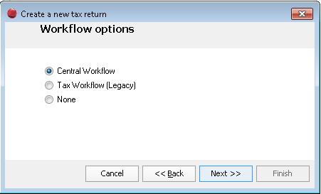 1.4 Tax Return Creation and Workflow In 2017.3 work had been undertaken to standardise the appearance of the workflow creation sections across the suite.