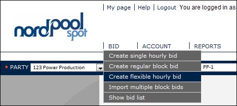 4.1 Creating a flexible hourly order 1. Start creating your order by selecting BID Create new flexible hourly bid. 2. Select the days for bidding. This is always an integer number of whole days. 3.