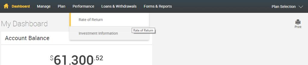 Rate of Return Rate of Return Located under the Performance tab, the Rate of Return page shows you a table and a graph