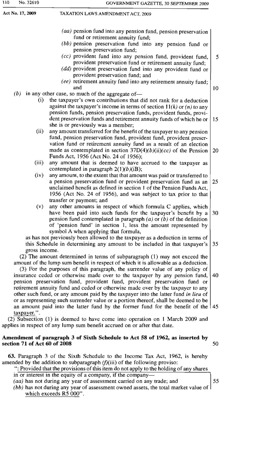 llo No. 32610 GOVERNMENT GAZETTE, 30 SEPTEMBER 2009 Act No.