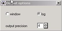 10 Before you produce results, select Options > Output options Select the log radio button.