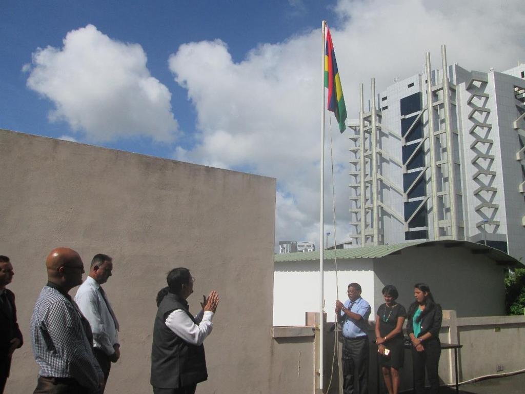 FLAG RAISING CEREMONY A flag raising ceremony was organised at the Ministry of Housing and Lands, in Ebène to mark the 49 th anniversary of independence of