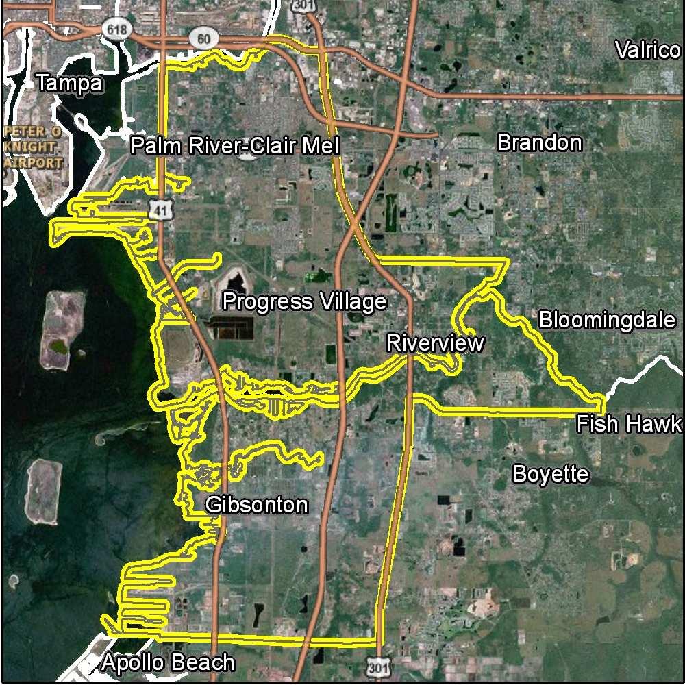 Hillsborough EAZ 19 - Palm River / Riverview / Gibsonton Tampa Bay Hurricane Evacuation Transportation Analysis 2006 Quarterly Census of Employment and Wages - 2008 Q1 Population Estimate 64,662