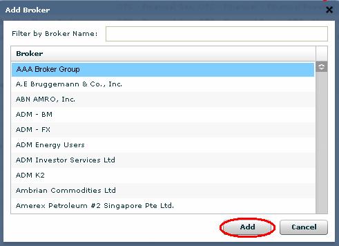 2.5 Adding New Permissions To add new permissions for a particular Broker and Participant, first select the Participant you wish to add permissions to.